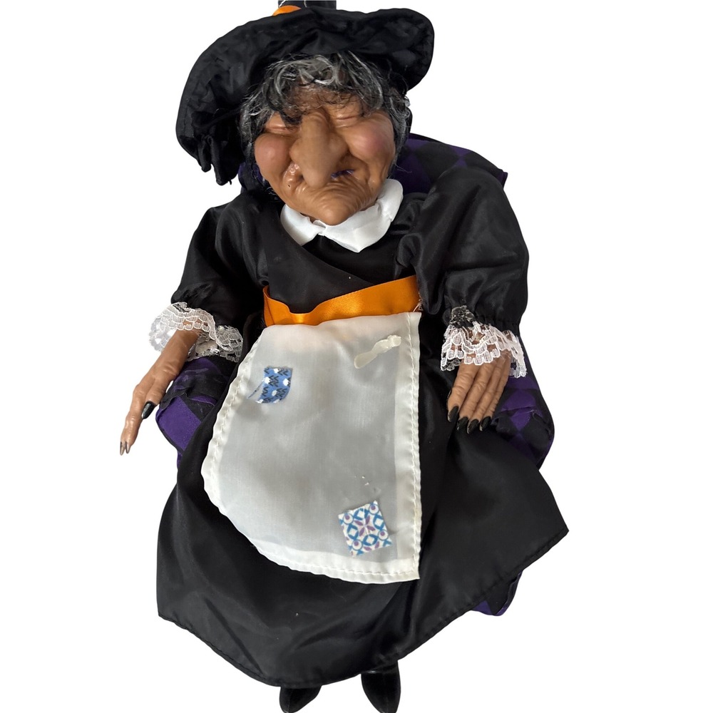 Vintage Animated Witch Doll Halloween Prop Decoration Sounds Motion Decor Works